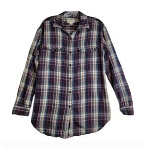 Denim Supply Ralph Lauren Big Shirt Blue Red Long Sleeve Plaid Type Small